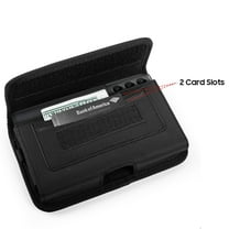 For Samsung Galaxy A13 5G Universal Horizontal Cell Phone Case Nylon Holster Carrying Pouch with Belt Clip and 2 Card Slots fit Large Devices 7" - Black