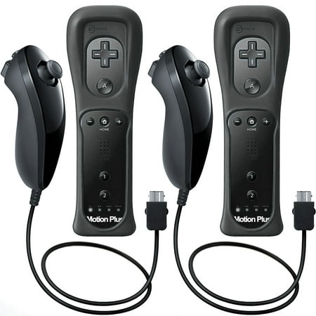 2 Sets Built-in Motion Plus Remote Wiimote Nunchuck Controller Set Combo for Nintendo Wii Game