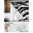 thumbnail image 3 of No Hook Cloth Fabric Shower Curtain with Snap in Liner, Black Waves Waterproof Shower Curtains Set with See Through Top Window, Ombre Sea Ripples Shabby Beach Bath Curtains Shower 72"x84", 3 of 6