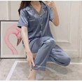 thumbnail image 1 of Pijama de dama de honor para mujer, ropa de dormir de seda, satén personalizado, fiesta nupcial, Tops y pantalones, 2 piezas, 1 of 4