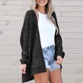 thumbnail image 1 of Suéter Cárdigan informal ahuecado para mujer, traje de vacaciones holgado de Color sólido de gran tamaño Cgtredaw Negro T XXL para Mujer, 1 of 6