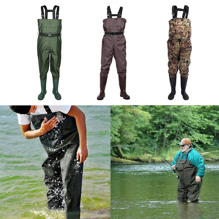 WSYW Waterproof Chest Waders Nylon 2-Ply Rubber Bootfoot for Hunting  Fishing Green US Size 10