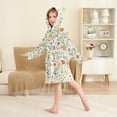 thumbnail image 2 of FORMRS Niños Bathrobe Unisex Hooded Robe Soft Plush Pajamas Sleepwear, Size 10-12T, Watercolor Wildflowers Pattern, 2 of 7