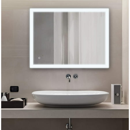 Marabell 24 X 32 Edge Lit Led Lighted Bathroom Vanity Mirror With Anti Fog And Dimmable Features Canada - Best Led Bathroom Vanity Mirror