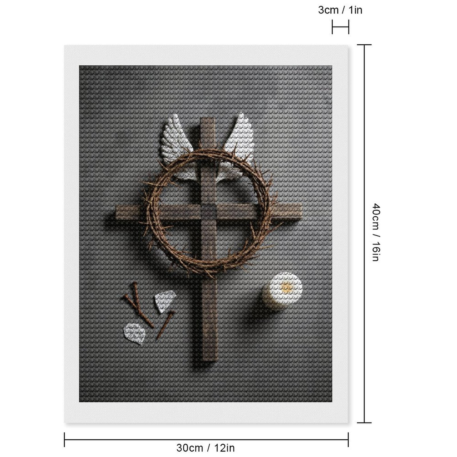 Diamond Art Kits for Adults, Cross Thorn Crown Wings Candle 5D Diamond Painting Kits for Adults Beginners, DIY Full Drill Diamond Painting, Gem Art and Crafts 12x16