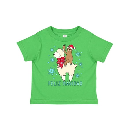 

Inktastic Feliz Navidad Cute Sloth and Llama with Snowflakes Gift Toddler Boy or Toddler Girl T-Shirt
