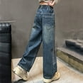 thumbnail image 6 of Qingpeng Girls Cotton Jeans Elastic Wasit Wide Leg Baggy Denim Pants Kids Clothes 8-16 Years, 6 of 7