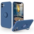 thumbnail image 1 of LAICAIW iPhone 11 Case, Phone Case iPhone 11, Slim Silicone Protective Kickstand Ring Holder Soft Rubber Hybrid Hard Bumper Shockproof Protection with Car Mount Girl Women Boy Men Cover, Blue Design, 1 of 7
