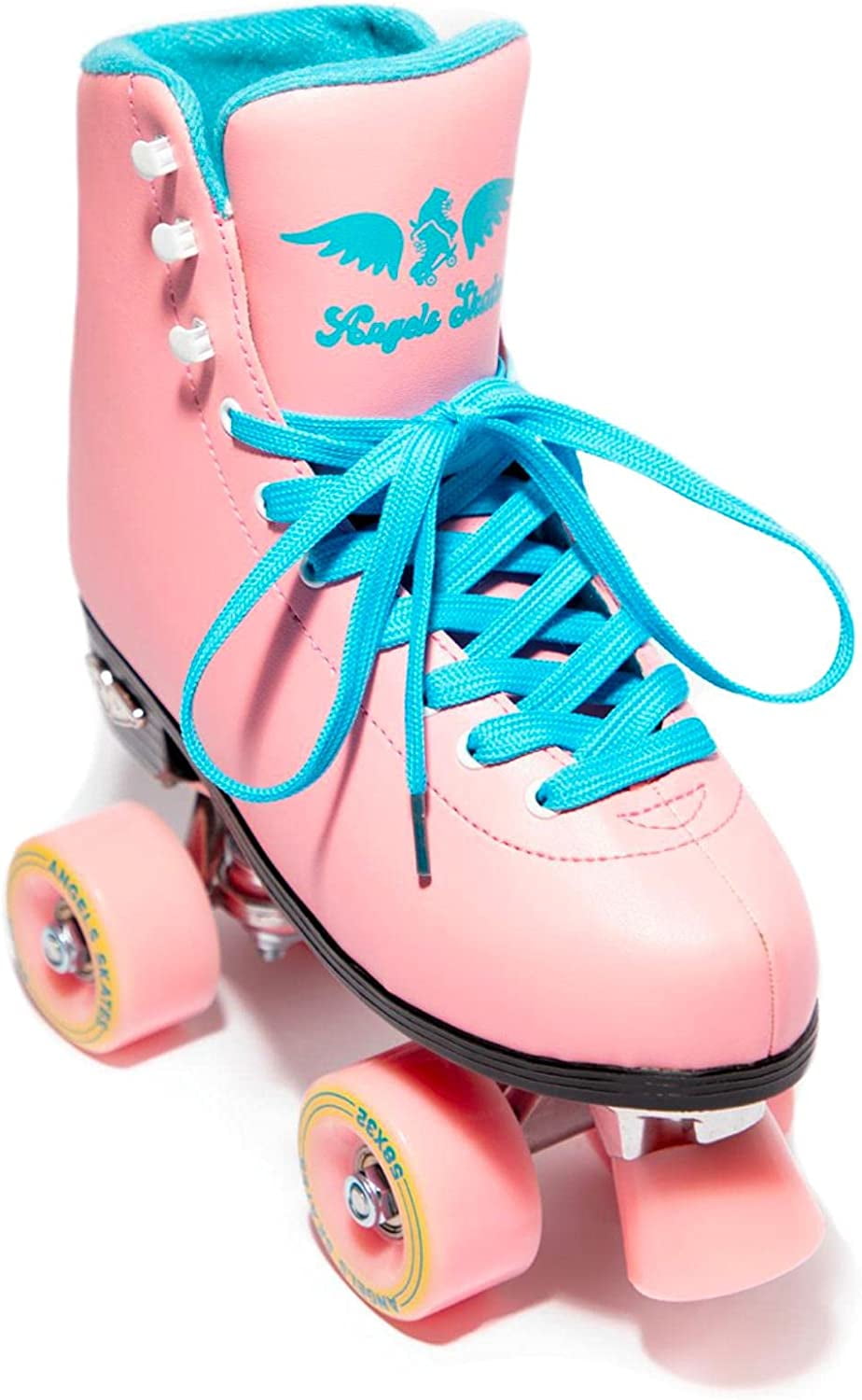 Angels Skates Sunset Pink with Blue Lasses Design PU Leather Roller