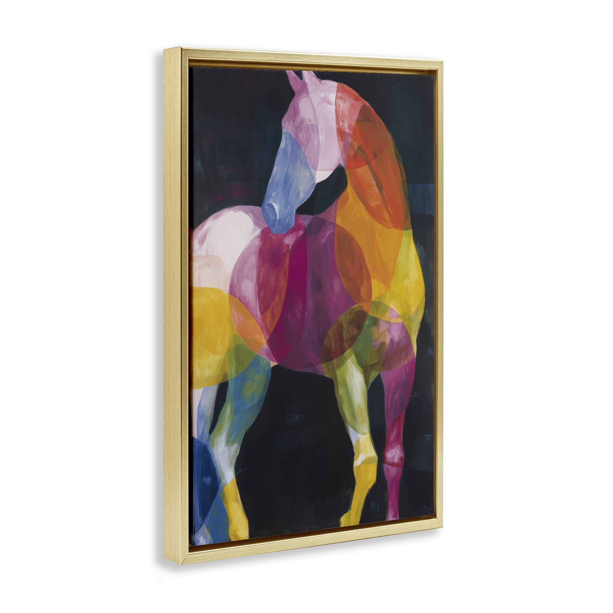 Stupell Industries Prism Horse Abstraction Gold Framed Floater Canvas Wall Art, design by Chromatic Storm Studio