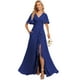 thumbnail image 1 of Vestido de dama de honor Deamify, talla grande, cuello en V, gasa larga 2025, 1 of 7