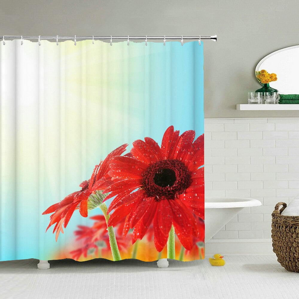 Fresh Flowers Waterproof Bathroom Curtains Shower Curtain 3D Printing