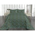 thumbnail image 2 of Ambesonne Jungle Animals Quilted Bedspread Set 3 Pcs, Tiger Crane Birds, King, Green Teal and Ginger, 2 of 4