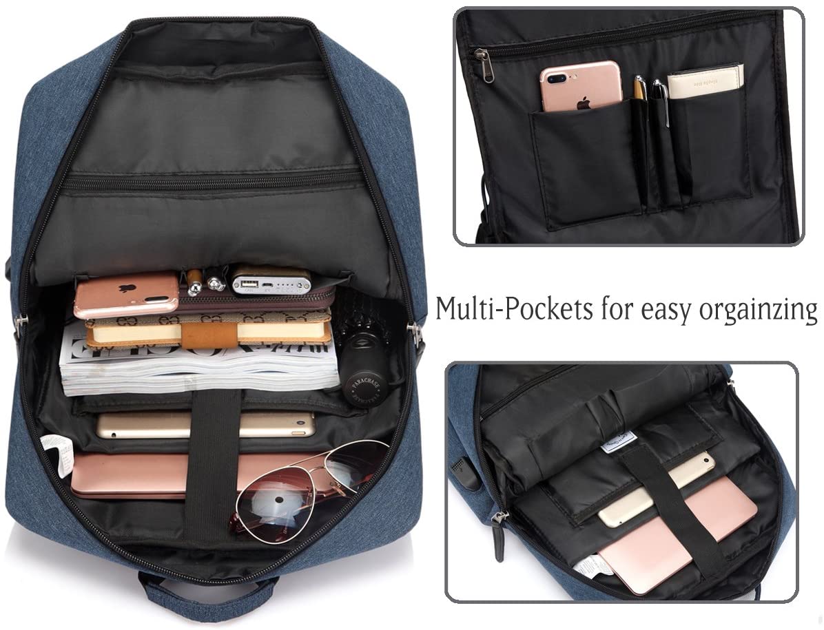 Laptop Backpack for Men, Vaschy Lightweight Slim Backpack with USB