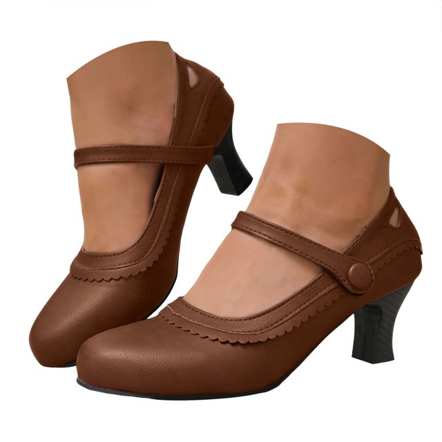Dakaela Escarpins pour Femmes à Bout Fermé à Plateforme Mary Jane à Petits Talons pour Mariage Bureau Danse Chaussures de Robe