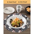 thumbnail image 3 of 15 Inch Round Placemats Set of 4, Christmas Snowman Non Slip Heat Insulation PP Table Mats, Winter Black Grey Xmas Snow Cute Washable Place Mats for Kitchen Dining Party Table Decor, 3 of 7