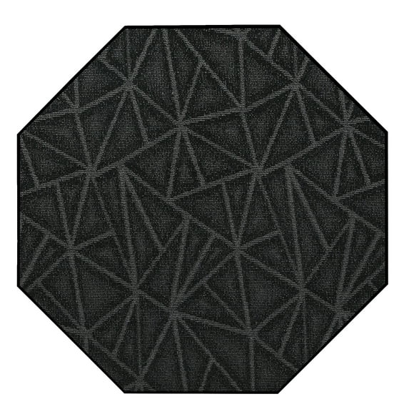 Furnish My Place Indoor Floor Rug - 2 ft. Octagon, Black, Geometrical Print, Customized Area Rug for Bedrooms, Hallways, Living Rooms