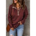 thumbnail image 3 of Sudadera con capucha para mujer, con estampado acolchado a la moda, ligera, de manga larga, color liso, informal, color rojo M, 3 of 6