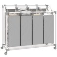 thumbnail image 1 of HOMCOM Laundry Hamper with Wheels, 160L Laundry Basket with 4 Bags, Grey, 1 of 10