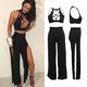 thumbnail image 3 of Mujeres sexy trajes de 2 piezas cuello alto sin mangas ahueca hacia fuera High Split Clubwear R CACAGOO Dos piezas, 3 of 7