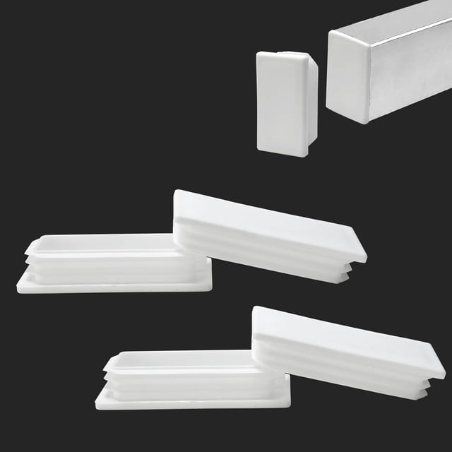 4 PCS 2"x 4" Rectangular Tube End Cap Plastic Plugs, Rectangular Tubing Plug Inserts for Metal Tubing, Fences, Glide Protection from Chair Legs and Furniture, Suitable for 3-5 mm Tube Thickness, White