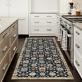 thumbnail image 5 of ReaLife Machine Washable Rug - Stain Resistant, Non-Shed - Eco-Friendly, Padded, Family & Pet Friendly - Made from Premium Recycled Fibers - Bryn Vintage Distressed - Blue Brick Gold, 2'6" x 8', 5 of 5