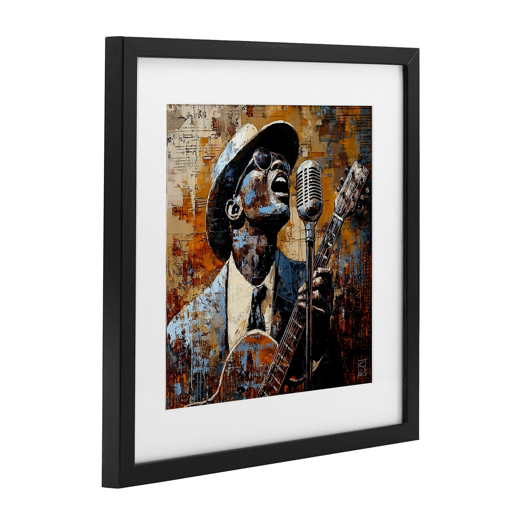 Stupell Industries Passionate Blues Singer Black Framed Print Under Glass, design by Sara Culpepper