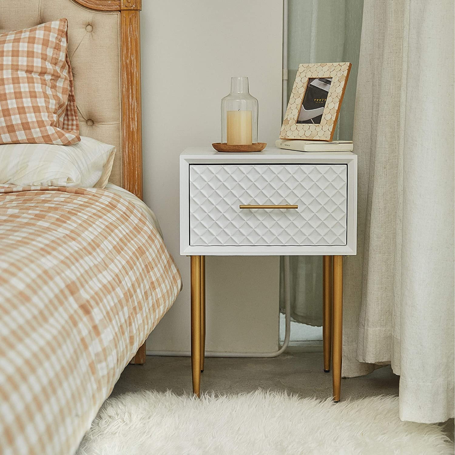 Clean-Lined Modern Style COZAYH Full-Assembled Large Drawer Nightstand Side Table