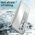 thumbnail image 5 of Dteck For Samsung Galaxy Z Fold 3 5G Rugged Shockproof Aluminium Alloy Lens Protector Kickstand Case Cover,Silver, 5 of 7