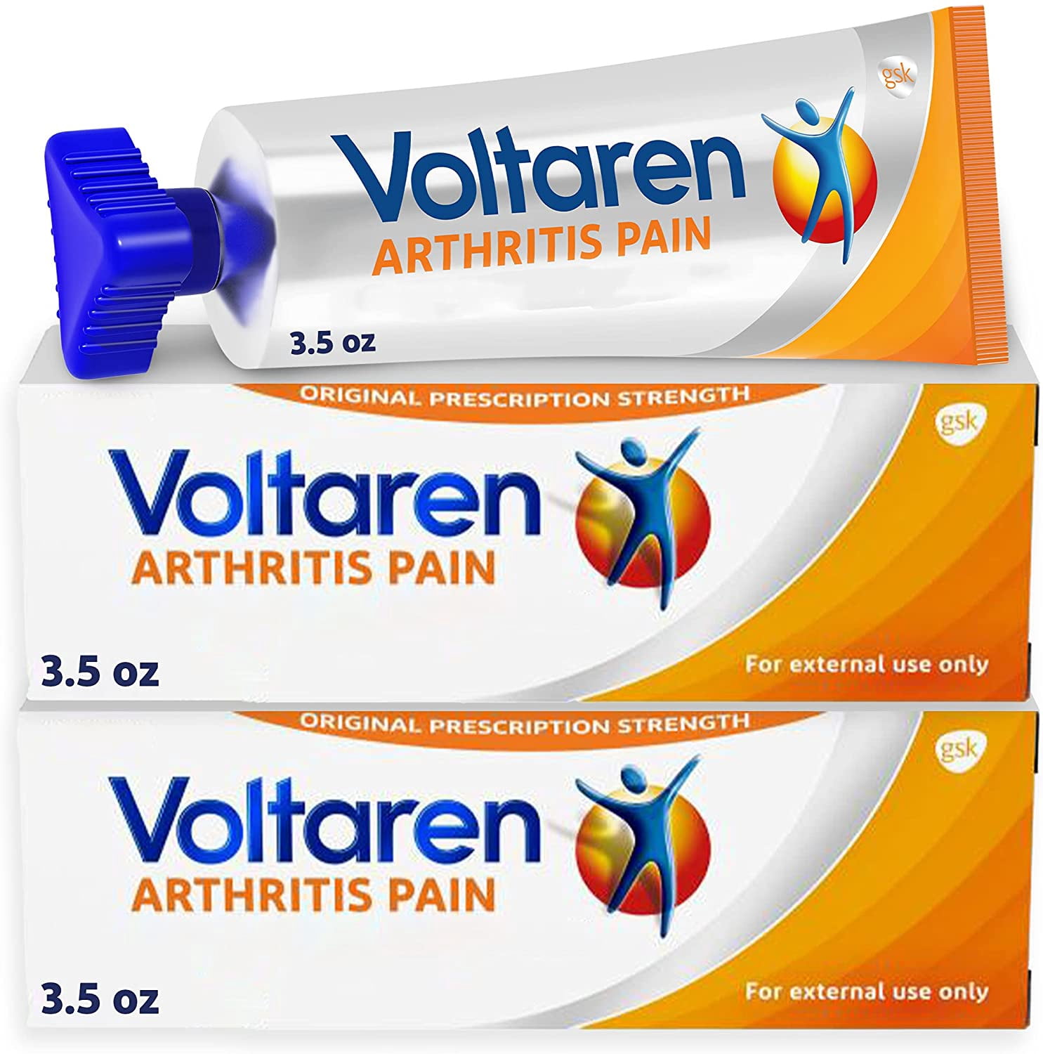 Voltaren Arthritis Pain Relief Gel, Diclofenac Sodium 1% (NSAID), Original Prescription Strength, Twin Value Pack, 2 Tubes 3.53 oz Each (7.06 oz Total)