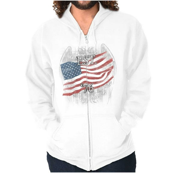 United States Flag Patriotic American Zip Up Hoodie Men's Women's Brisco Brands X