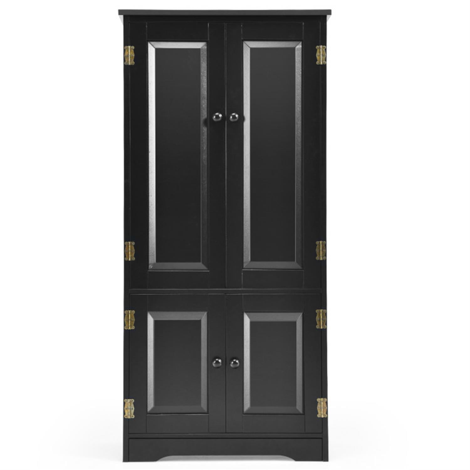 Demi Bonn 49" Accent Storage Cabinet, Bathroom Cabinet, Pantry Cabinet with Adjustable Shelves, Black