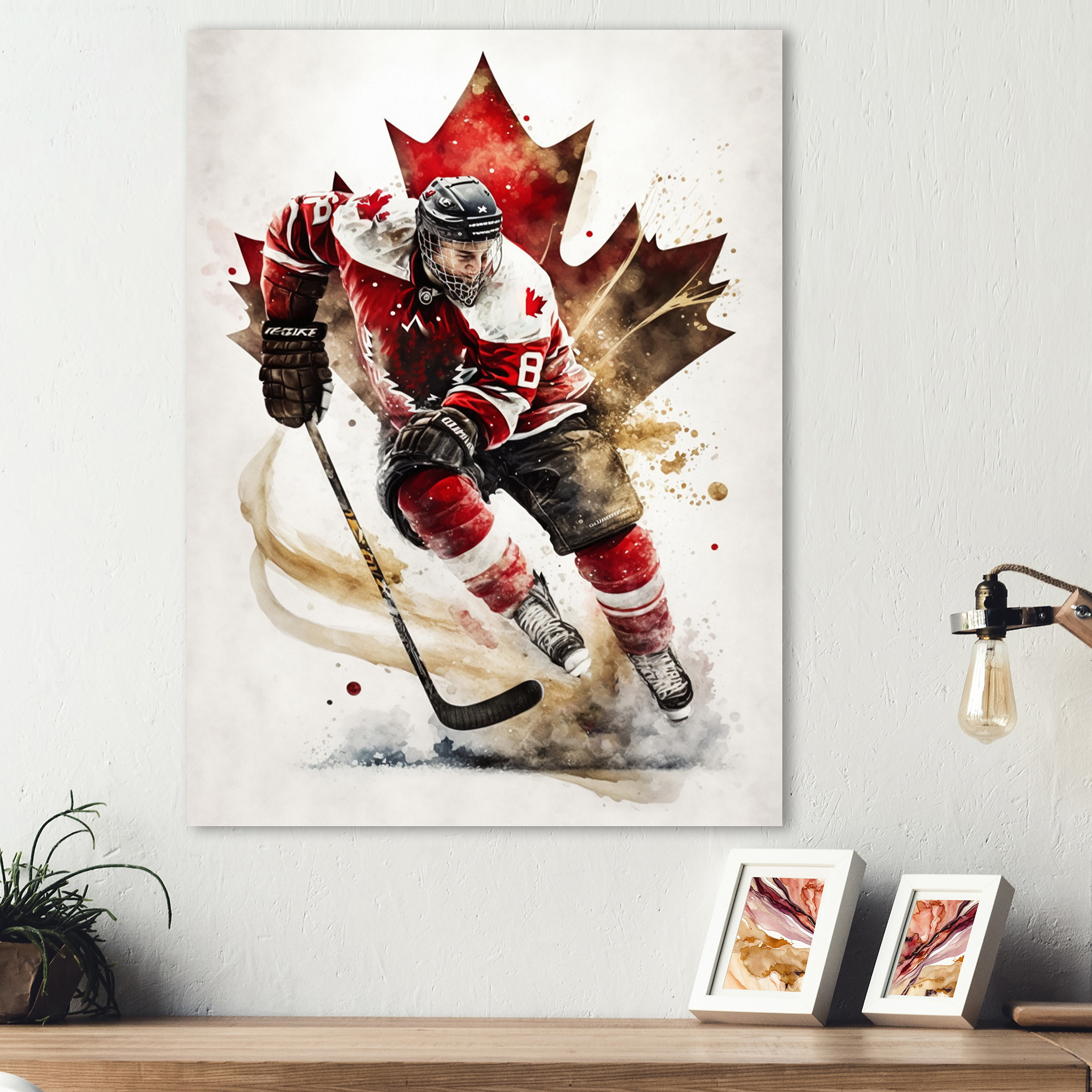 Designart Canadian Hockey Player In Action I Canvas Wall Art
