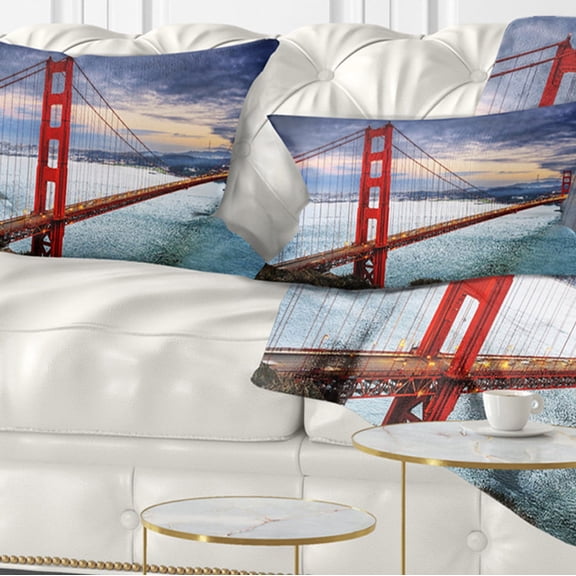 Designart 12" x 20" Blue Polyester Throw Pillow