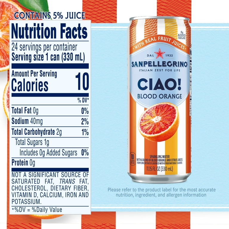Sanpellegrino CIAO Blood Orange Sparkling Water, 11.15 fl oz, 24 Pack photo 6