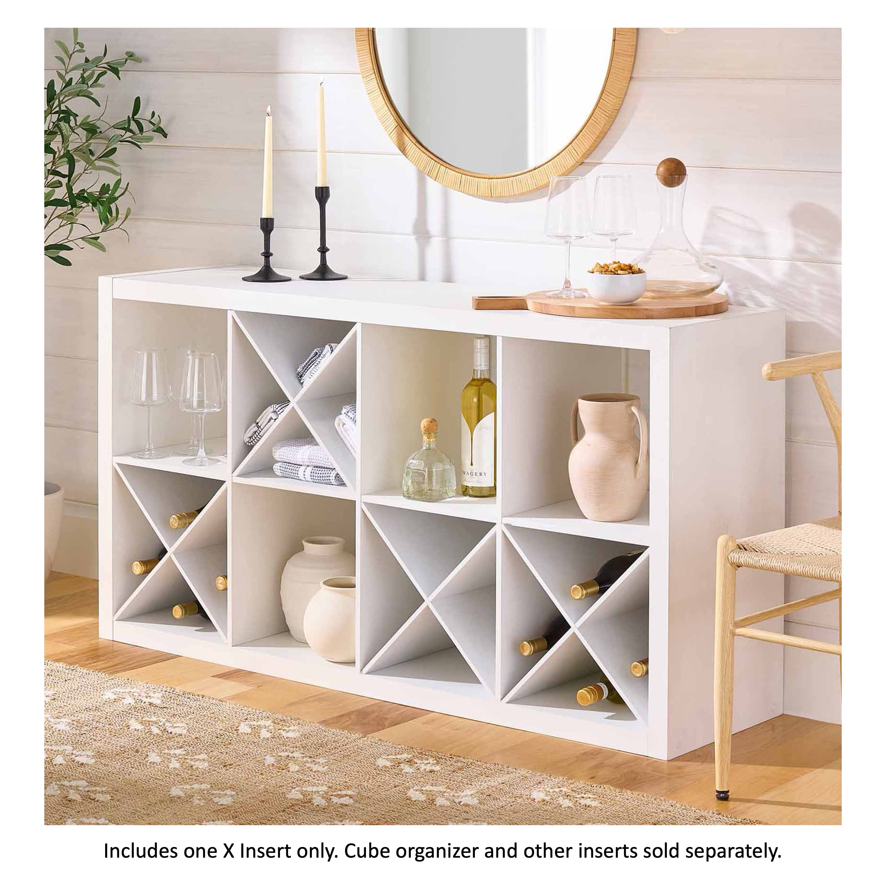 (2 pack) Better Homes & Gardens X Shelf Insert for Cube Organizers, White Texture
