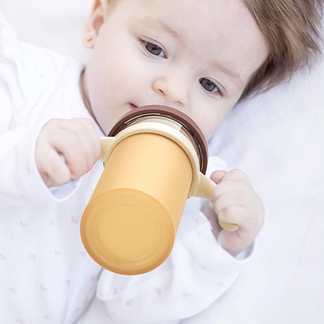 Taza 240ml Flip Top Baby Sippy Cup Taza Con Pajita Ponderada De Boca Ancha Para Bebés Mayores De 12 Meses