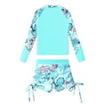 thumbnail image 2 of Sholeno Girls 2 Pieces Rash Guard Swimsuit Long Sleeve Beach Tankini Swimwear Summer Bathing Suit Lake Green 10, 2 of 7