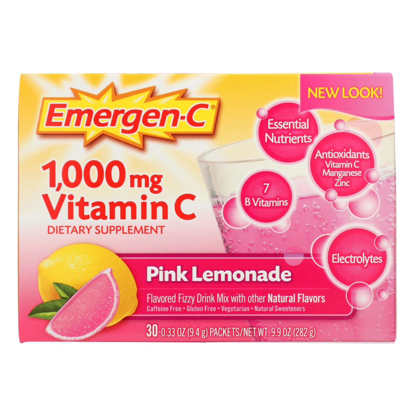 Alacer EmergenC Vitamin C Fizzy Drink Mix Pink Lemonade 1000 mg