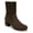Chocolate, variant on Reaction Womens Road Stretch Faux Suede Block Heel Ankle Boots