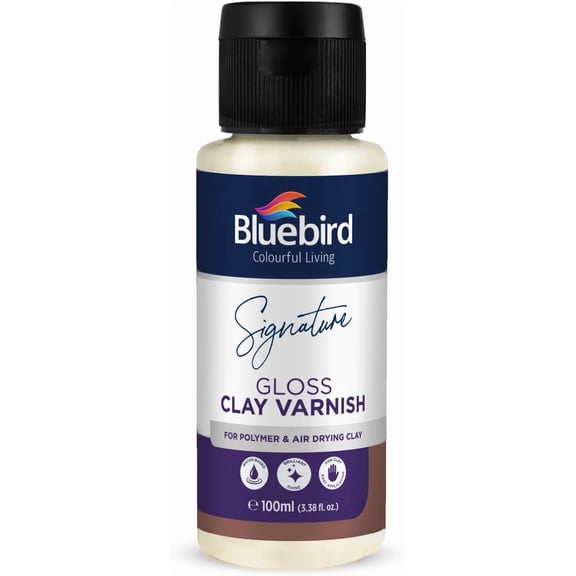Bluebird Signature Air Dry Clay Glaze - 3.4 Fl Oz / 100 ML - Air Dry and Polymer Clay Varnish, Prevents Cracking and Scratches