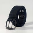 thumbnail image 2 of Jessboyy Canvas Belt for Men Double Prong Buckle Webbing Belts Stretchy Mens Belts for Hiking Outdoor Work Black,Free Size, 2 of 7
