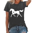 thumbnail image 1 of JIRNDf T-Shirt pour Femmes Hauts Tendance Été Mode Imprimé Ample Col Rond Manches Courtes Mignon T-Shirts Graphiques pour Femmes Chemises Gris Foncé S, 1 of 4