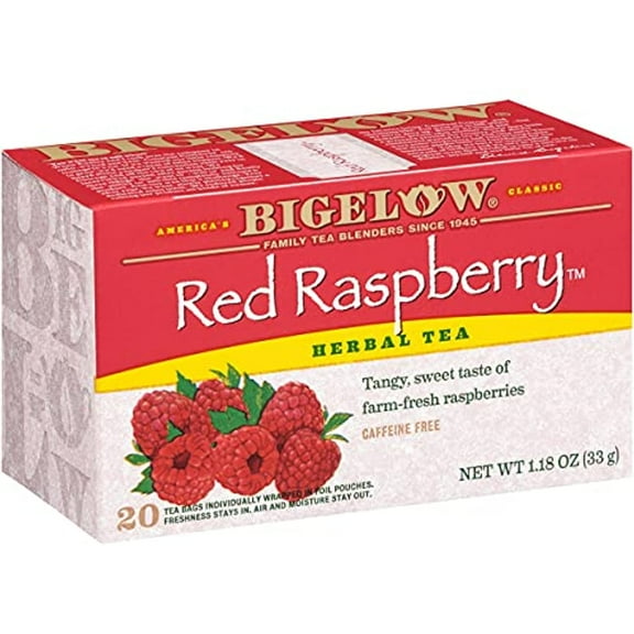 Bigelow Red Raspberry Herbal Tea Bags, 20 Count Box (Pack Of 6) Caffeine Free Herbal Tea, 120 Tea Bags Total