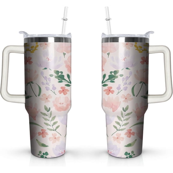 40 Oz Tumbler with Handle and Straw Insulated Double Walled Stainless Steel Travel Mug Gift Box Reusable Tumbler Coffee Travel Mug for Office Portable Insulated Beer Cup for Hot & Cold Drinks