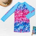 thumbnail image 5 of ZXLBBD Girl Swimsuits Long Sleeved Half Zipper Scale Pattern Sun Protection Rash Guard Bathing Suit for Hot Casual Beah Swimming, 5 of 5