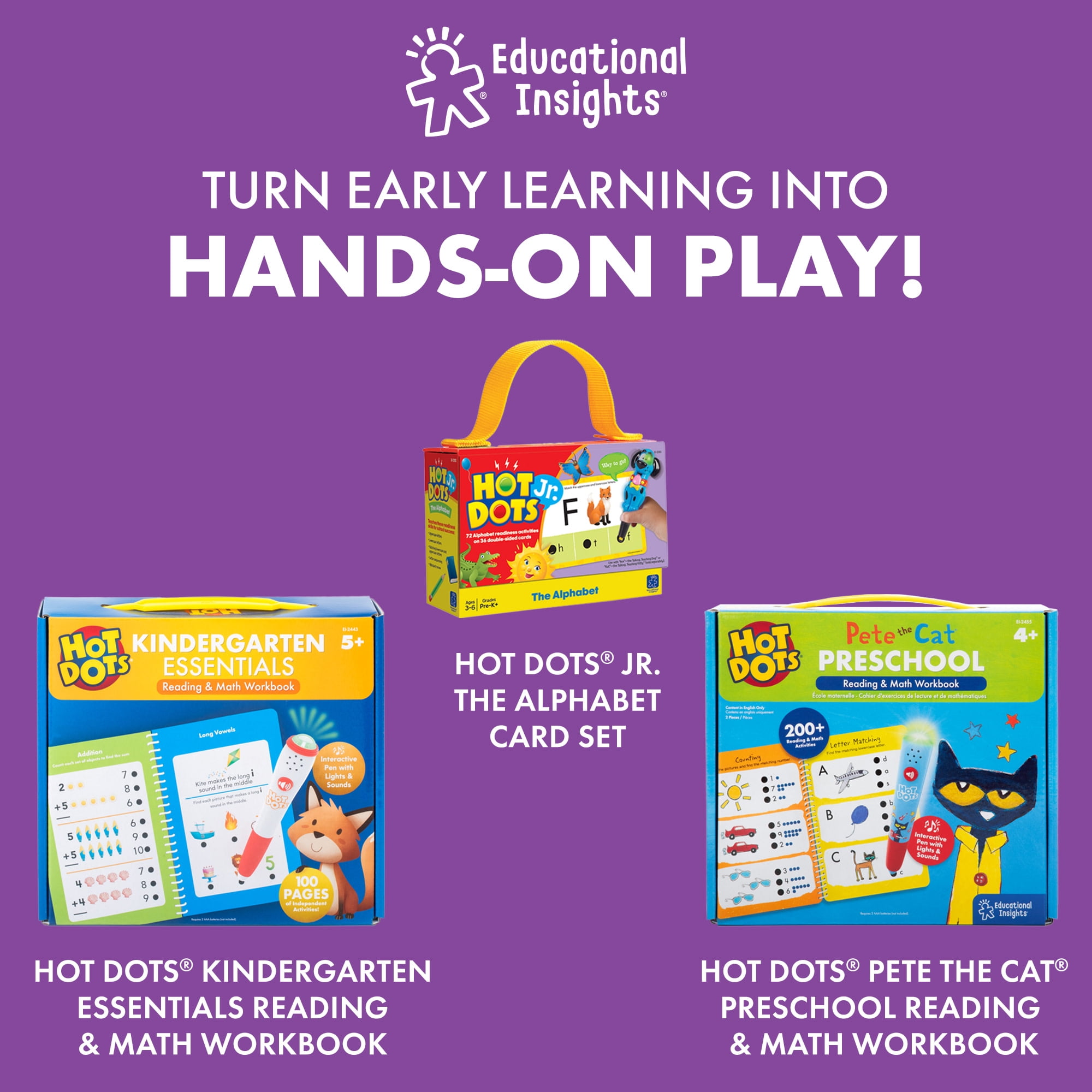 Educational Insights Hot Dots Beginning Phonics Flash Cards with Interactive Pen, Ages 3+