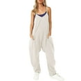 thumbnail image 2 of Women's Solid Suspenders Casual Jumpsuit - Adjustable Straps, Pockets, Loose Fit - Polyester, Daily/Leisure - Hand Wash Cold, 2 of 7