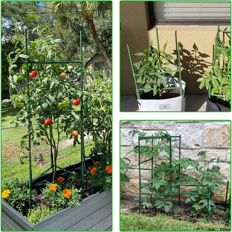 Heavy Duty Tomato Cages 3-Pack - 56 Inch Adjustable Plant Supports For Garden Vegetables
