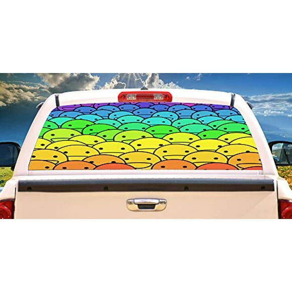 SignMission Faces Rear Window Graphic Back Truck Decal SUV View Thru Vinyl, 18" X 58",